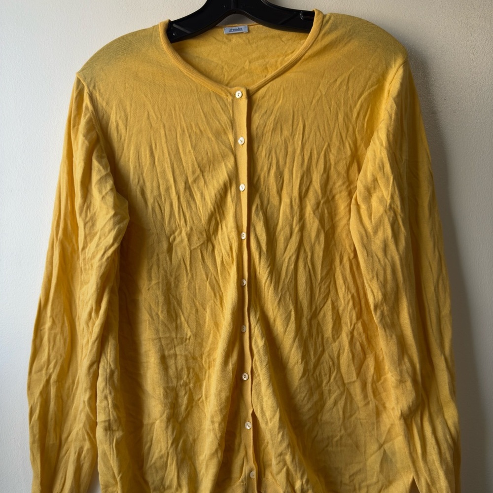 Malo 100% Cotton Yellow Button-Up Cardigan Sweater Sz M - Picture 4 of 14
